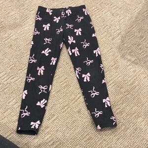 Kids Black and Pink Bow Leggings